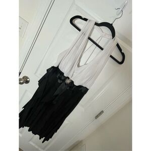 Dressbarn women’s evening dress size 16 black white ruffles